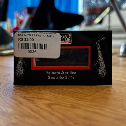 Palheta Free Sax Acrilica Sax Alto 2.5 Preta