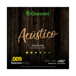 Encordoamento Giannini Violao Aco Acustico 009 Geswal