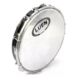 PANDEIRO LUEN 11'' FORM PRETO PELE HOLOG PRATA - 40035PT/PR