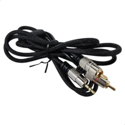 Cabo Mxt Nylon P2 Stereo / 2 Rca Dourado Gold 24k 1.8M 