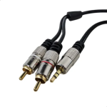 Cabo Mxt Nylon P2 Stereo / 2 Rca Dourado Gold 24k 1.8M 