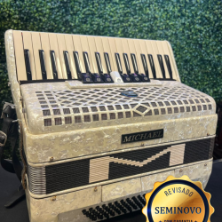 Acordeon Michael 80bx Branca Perolado Eletrica - Seminova