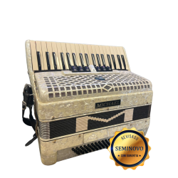 Acordeon Michael 80bx Branca Perolado Eletrica - Seminova