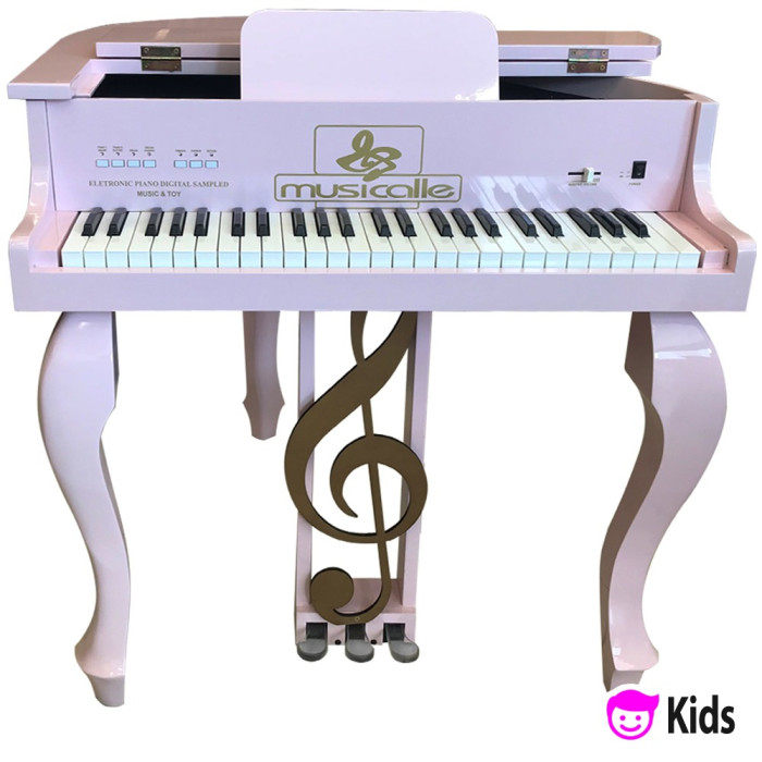 Piano infantil de madeira rosa