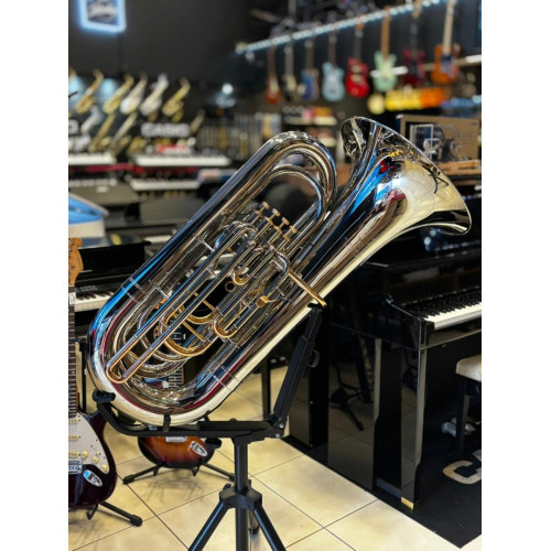 TUBA SINFÔNICA MUSICALLE 4/4 BB 4 PISTOS NIQ/CH BANHO OURO