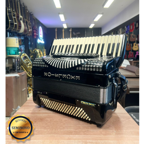 Acordeon Exselsior 120b 4 Vozes 11/5 Registro Italiano C/ Capa Original - Seminovo