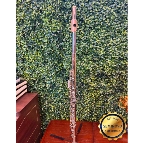 Flauta Transversal Pearl Nc96 C/ Tamp Afin Banh Ouro - Seminovo