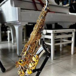 Saxofone Alto Sebastian em Bb Corpo Prata C/chaves Gold Plated em Ouro 24k - Ssa-04sg