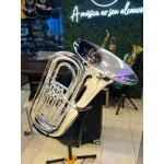 Tuba Schieffer 4/4 C/ Pistos em Sib em Prata C/ Case - S991-s