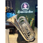 Tuba Schieffer 4/4 C/ Pistos em Sib em Prata C/ Case - S991-s