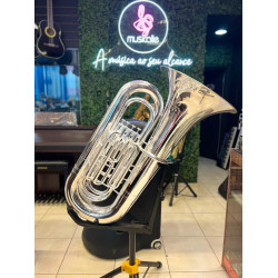Tuba Schieffer 4/4 C/ Pistos em Sib em Prata C/ Case - S991-s