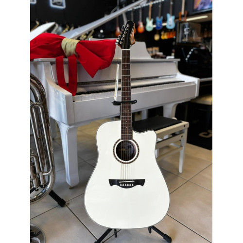 Violao Tagima  Folk Swell Deluxe Cutaway Aco Spruce Solido Owh Branco