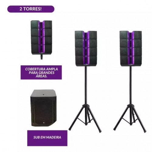 CAIXA WALDMAN SUB ATIVA 18" + 2 TORRE 6000W - L2-18164