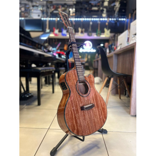 Violão Zellmer Pilgrim Cutway Aço Elétrico Mahogany Brilhante Pre Cherub C/ Capa - 1621