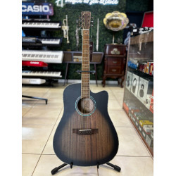 Violão Zellmer Heritage Folk Cutway Aço Elétrico Greyburst Fosco Pre Cherub C/ Capa